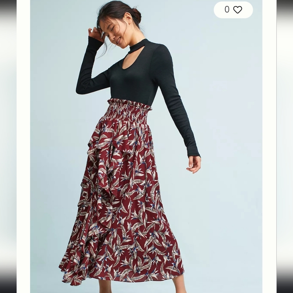 Anthropologie Keshika Ruffled‎ Skirt XS